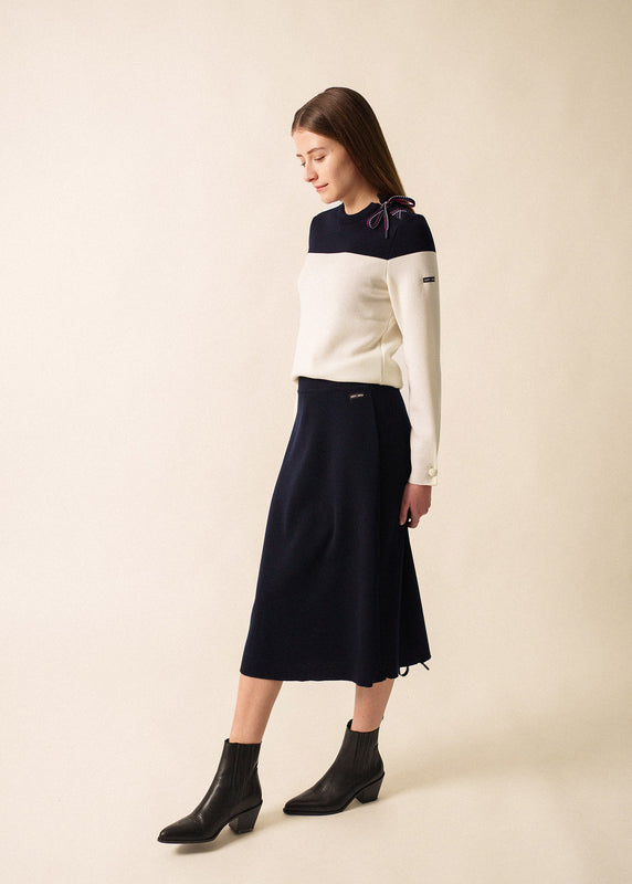 Saint James Cordage Bicolor Lace-Up Sailor Jumper BLANC/NAVY