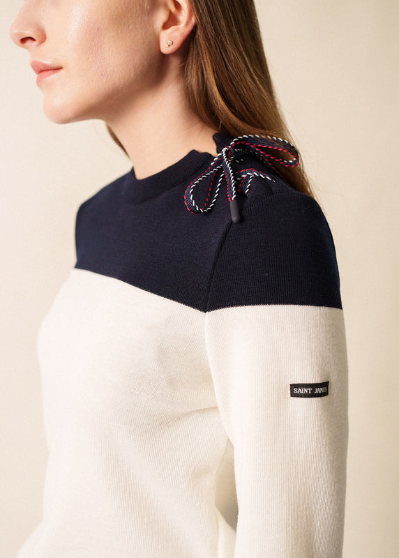 Saint James Cordage Bicolor Lace-Up Sailor Jumper BLANC/NAVY