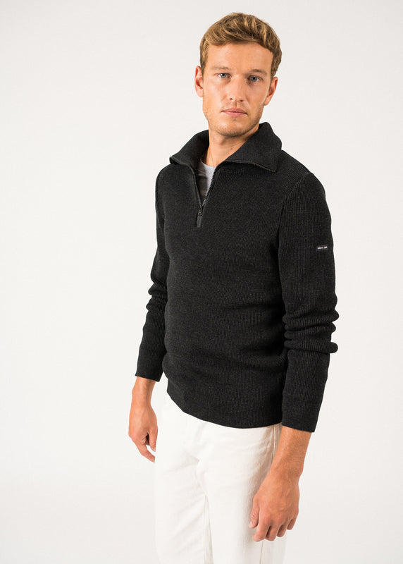 saint james Cotentin trucker-style neck jumper ANTHRACITE