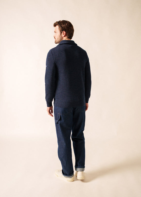 Saint James Cotentin Trucker-style Neck Jumper BLEU CHINE