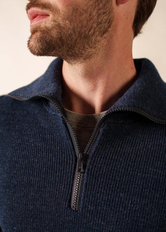 Saint James Cotentin Trucker-style Neck Jumper BLEU CHINE