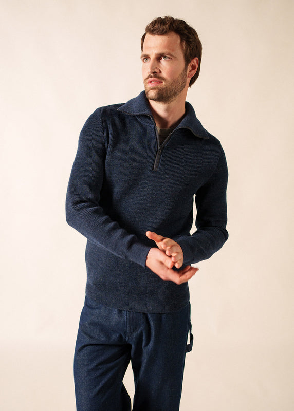 saint james Cotentin trucker-style neck jumper BLEU CHINE