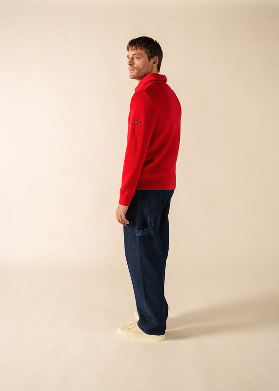 Saint James Cotentin Trucker-style Neck Jumper ROUGE