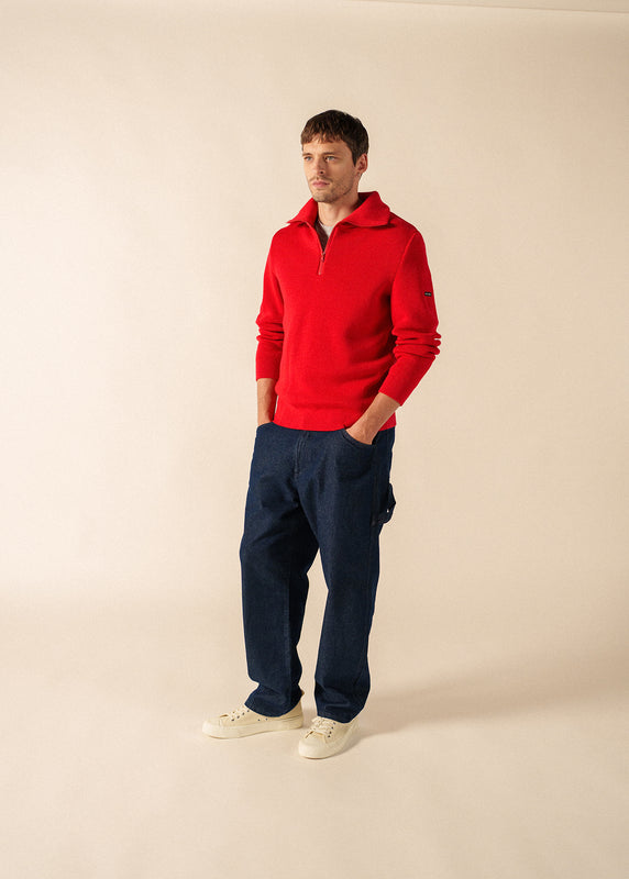 Saint James Cotentin Trucker-style Neck Jumper ROUGE
