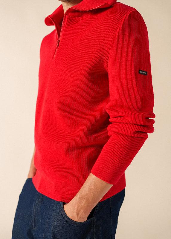 Saint James Cotentin Trucker-style Neck Jumper ROUGE