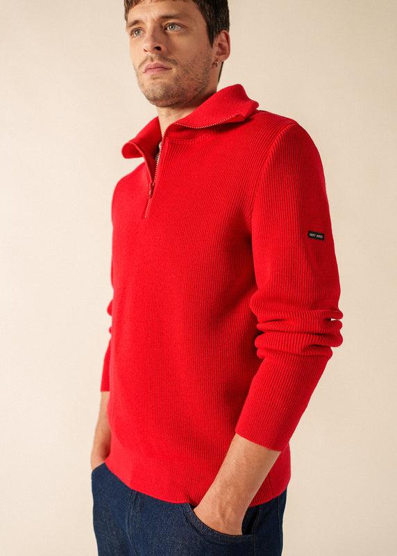 saint james Cotentin trucker-style neck jumper ROUGE