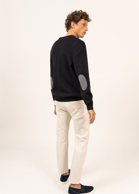 Saint James Cuirassé V Neck Jumper NAVY/PERLE CHINE