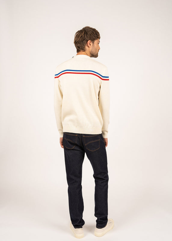Saint James Elysée Jumper With Placed Stripes ECUME/TULIPE/GITANE