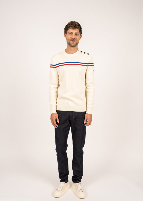 Saint James Elysée Jumper With Placed Stripes ECUME/TULIPE/GITANE