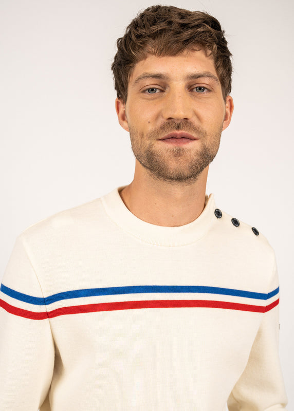Saint James Elysée Jumper With Placed Stripes ECUME/TULIPE/GITANE