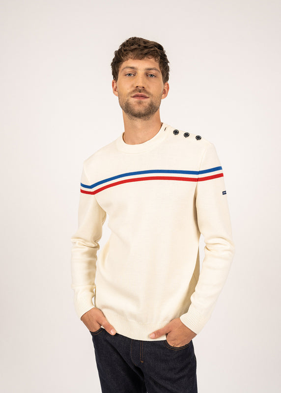 saint james Elysée jumper with placed stripes ECUME/TULIPE/GITANE