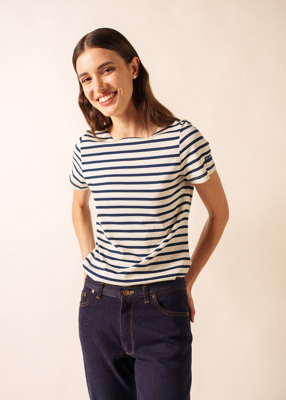 saint james Etrille short sleeve striped sailor shirt ECRU/MARINE