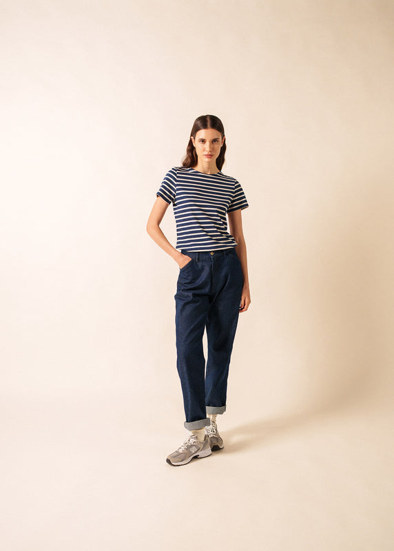 Saint James Etrille Short Sleeve Striped Sailor Shirt MARINE/ECRU