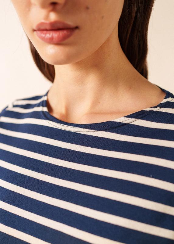 Saint James Etrille Short Sleeve Striped Sailor Shirt MARINE/ECRU