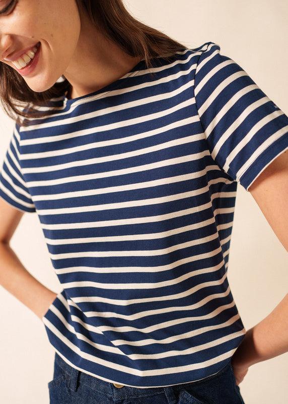 saint james Etrille short sleeve striped sailor shirt MARINE/ECRU