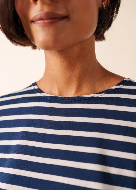 Saint James Etrille Short Sleeve Striped Sailor Shirt MARINE/NEIGE