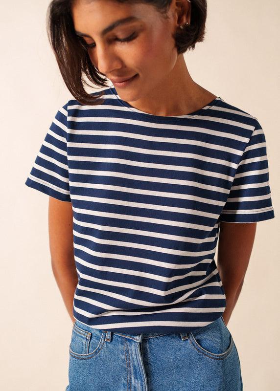 saint james Etrille short sleeve striped sailor shirt MARINE/NEIGE