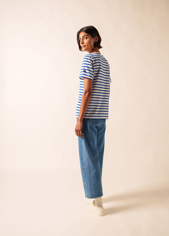 Saint James Etrille Short Sleeve Striped Sailor Shirt NEIGE/GITANE