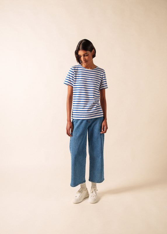 Saint James Etrille Short Sleeve Striped Sailor Shirt NEIGE/GITANE