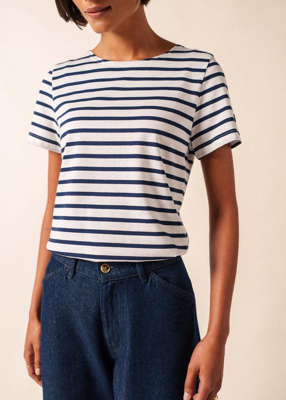 Saint James Etrille Short Sleeve Striped Sailor Shirt NEIGE/MARINE