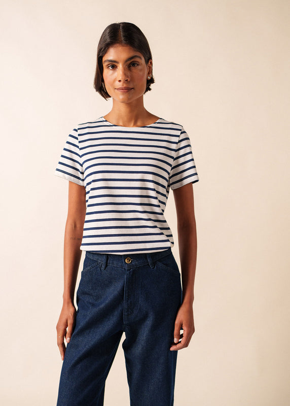 saint james Etrille short sleeve striped sailor shirt NEIGE/MARINE