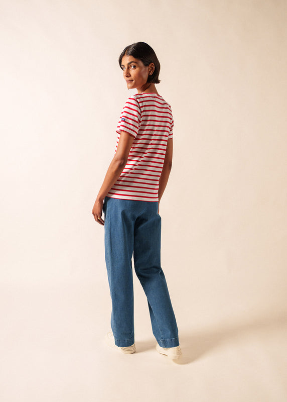 Saint James Etrille Short Sleeve Striped Sailor Shirt NEIGE/TULIPE