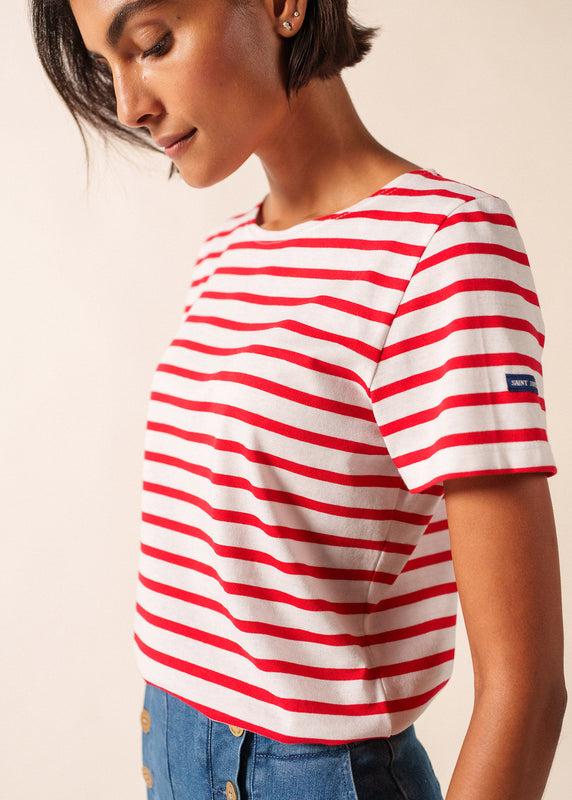 Saint James Etrille Short Sleeve Striped Sailor Shirt NEIGE/TULIPE