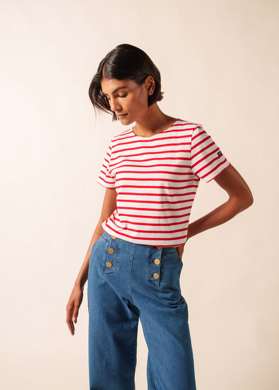 saint james Etrille short sleeve striped sailor shirt NEIGE/TULIPE