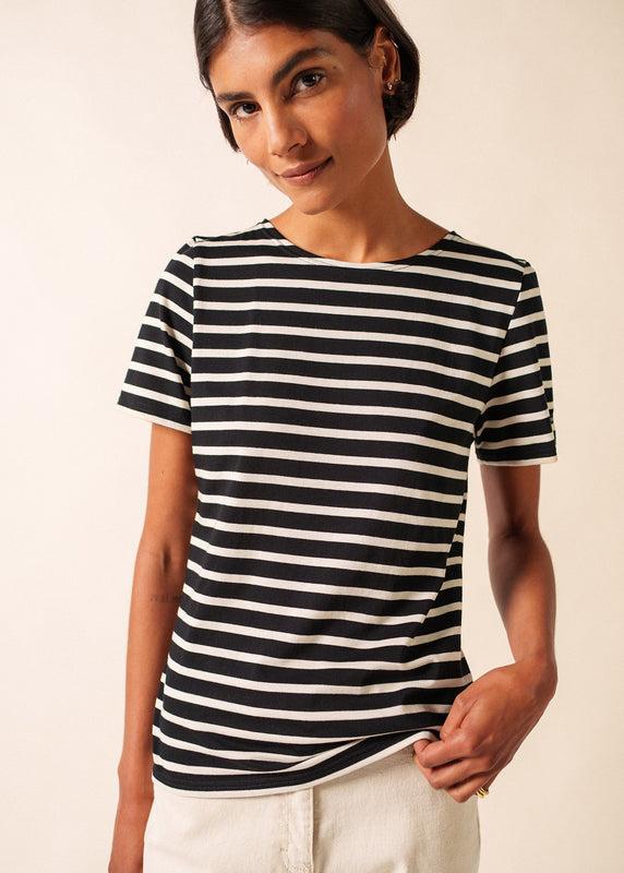saint james Etrille short sleeve striped sailor shirt NOIR/ECRU