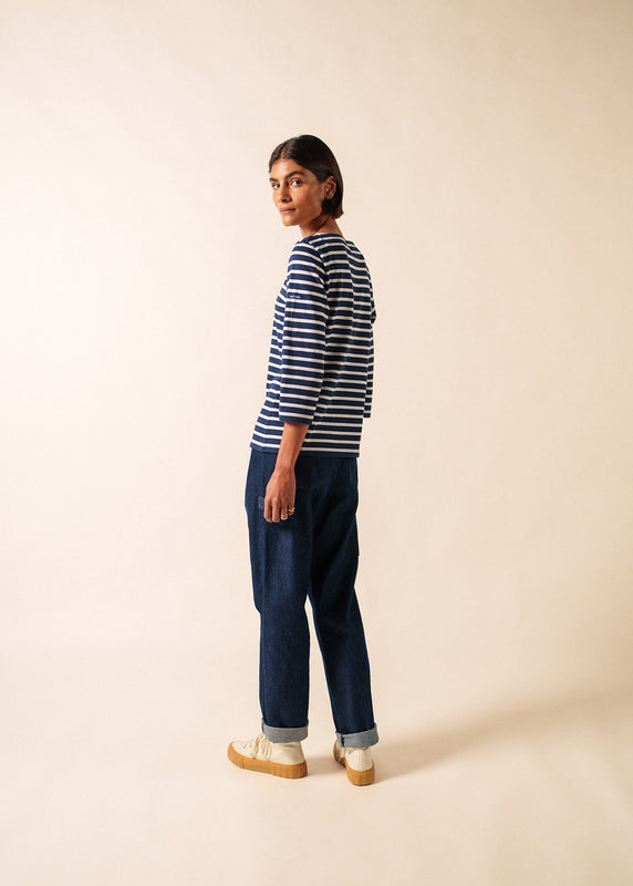 Saint James Galathée Striped Sailor Shirt MARINE/NEIGE