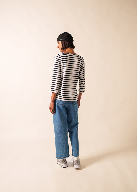 Saint James Galathée Striped Sailor Shirt NEIGE/NOIR