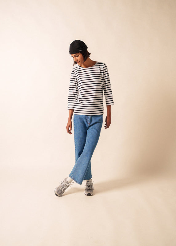 Saint James Galathée Striped Sailor Shirt NEIGE/NOIR
