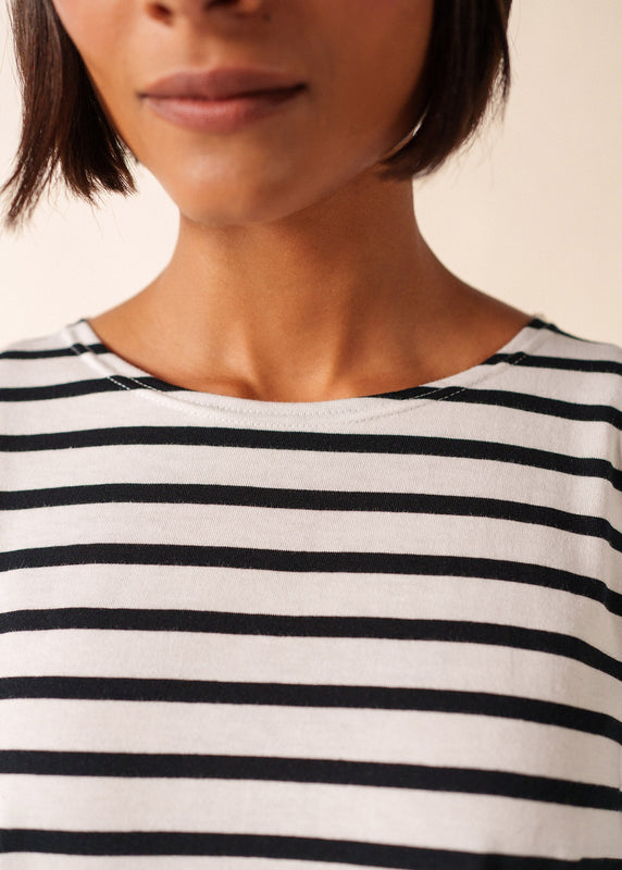 Saint James Galathée Striped Sailor Shirt NEIGE/NOIR
