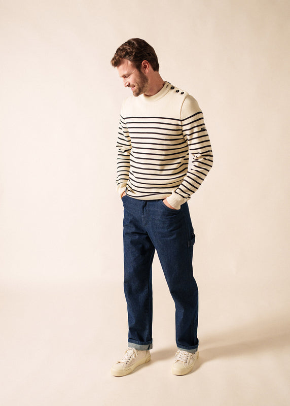 Saint James Galiote Striped Sailor Jumper ECUME/NAVY