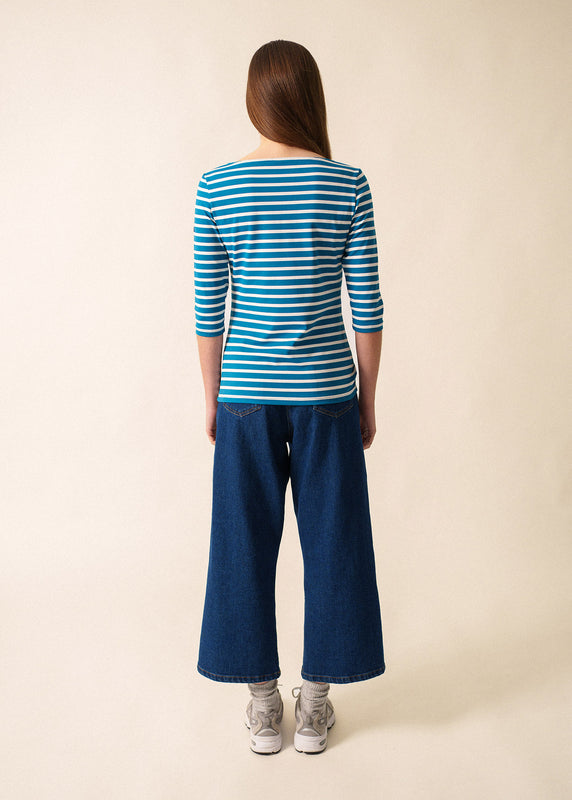 Saint James Garde Côte Anti-UV Striped Sailor Shirt LAC/ECUME