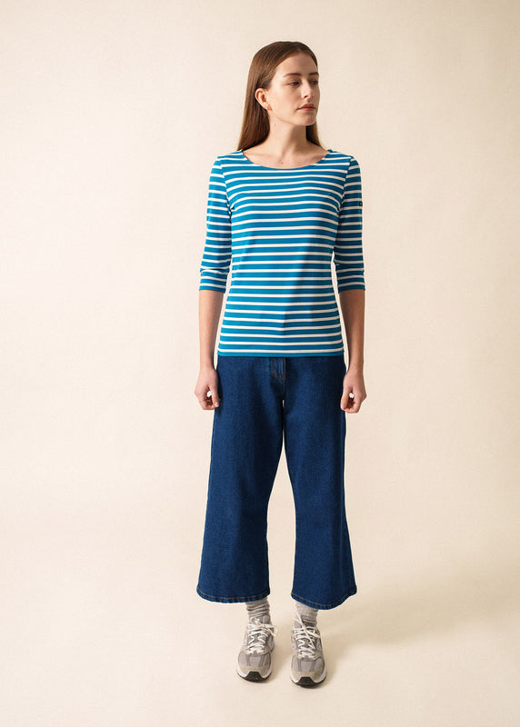 Saint James Garde Côte Anti-UV Striped Sailor Shirt LAC/ECUME