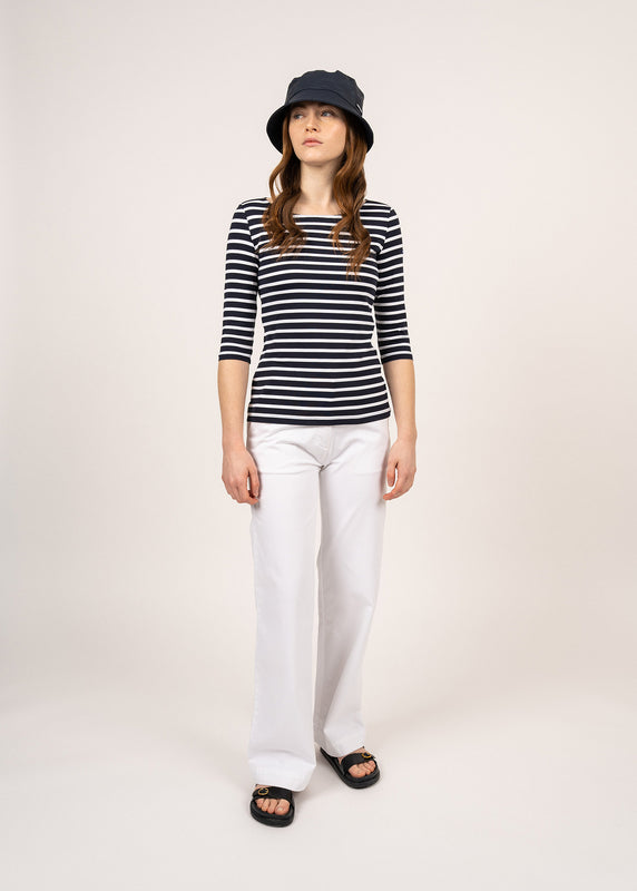 Saint James Garde Côte Anti-UV Striped Sailor Shirt NAVY/NEIGE