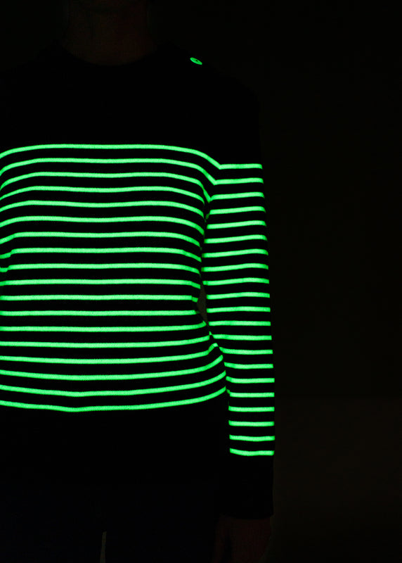 Saint James Glow-In-The-Dark Binic Striped Jumper MARINE/PHOSPHORESCENT