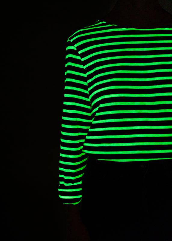 Saint James Glow-In-The-Dark Minquiers Striped Sailor Shirt NAVY/PHOSPHORESCENT