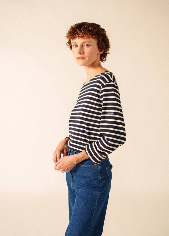Saint James Glow-In-The-Dark Minquiers Striped Sailor Shirt NAVY/PHOSPHORESCENT