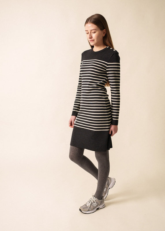 Saint James Grande Marée Striped Jumper Dress ANTHRACITE/ECUME
