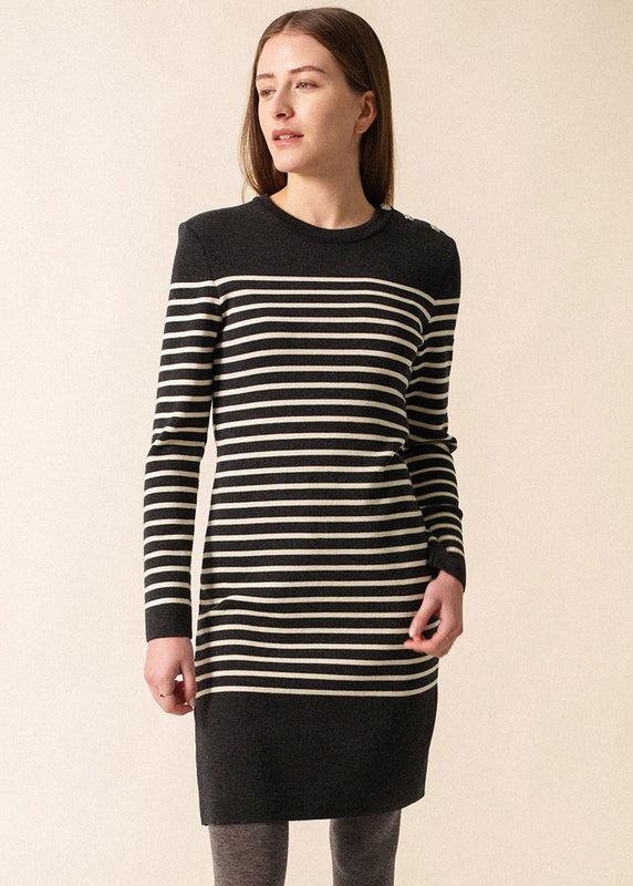 saint james Grande Marée striped jumper dress ANTHRACITE/ECUME