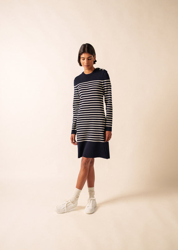 Saint James Grande Marée Striped Jumper Dress NAVY/ECUME