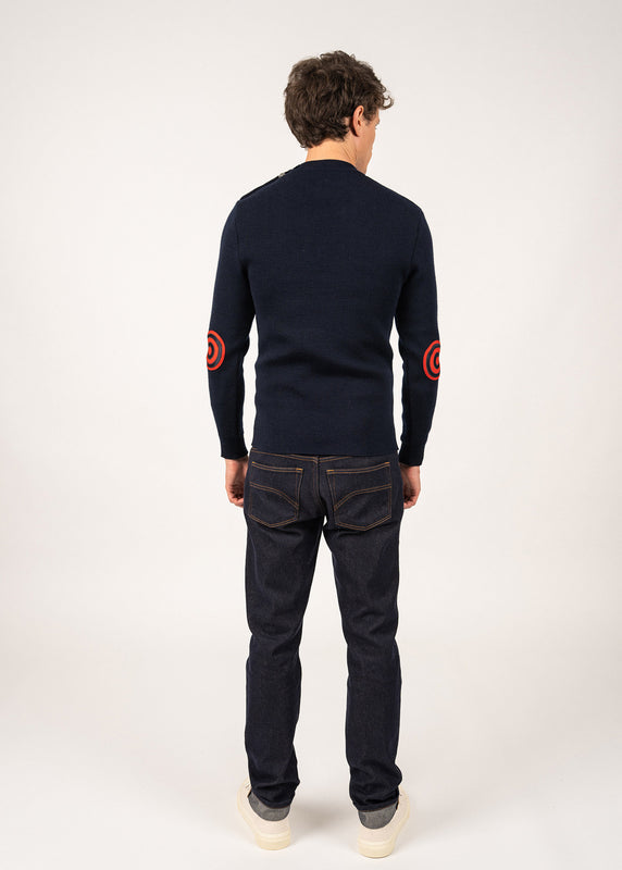 Saint James Iconic Matelot Jumper With Elbow Patches MARINE