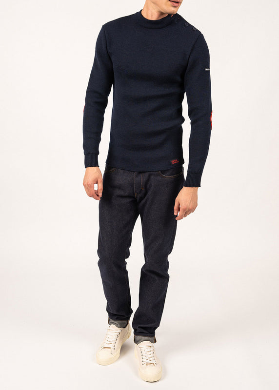 Saint James Iconic Matelot Jumper With Elbow Patches MARINE