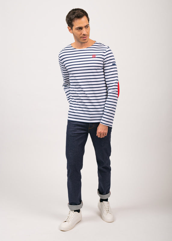 Saint James Iconic Sailor Shirt With Contrasting Elbow Patches NEIGE/MARINE