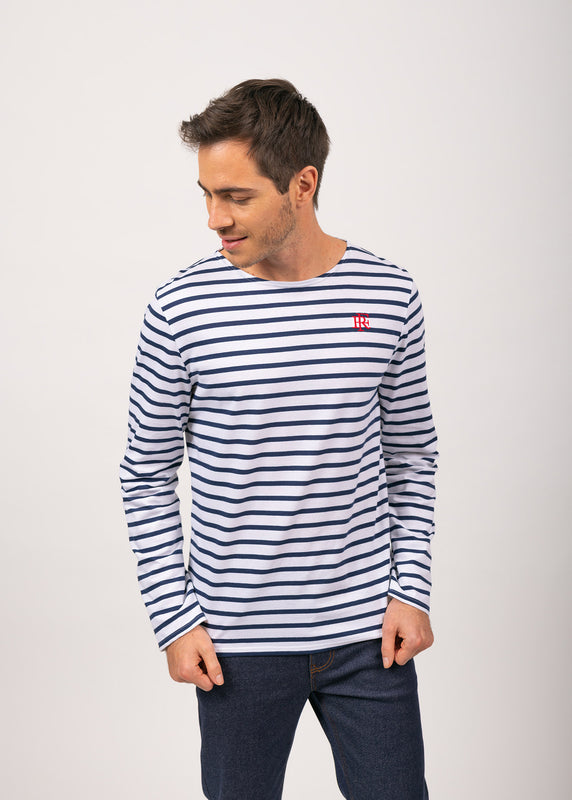 saint james Iconic sailor shirt with contrasting elbow patches NEIGE/MARINE
