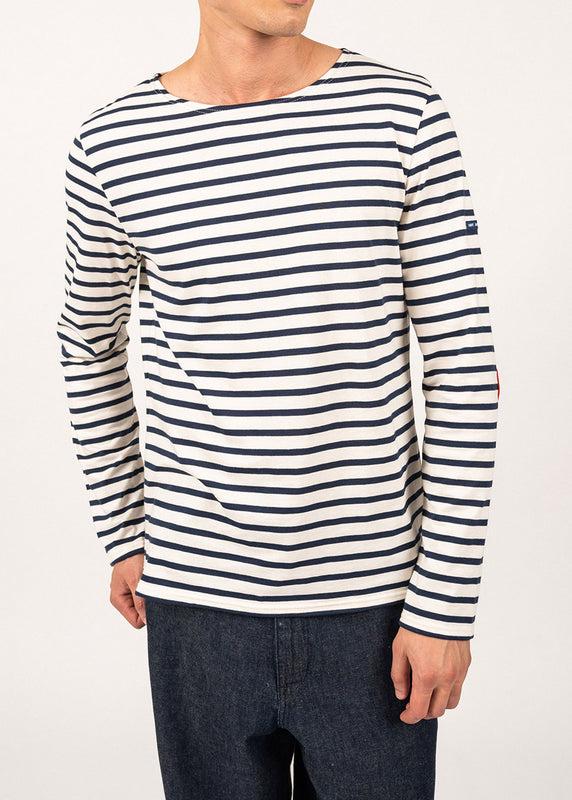 saint james Iconic sailor striped shirt with elbow patches ECRU/MARINE