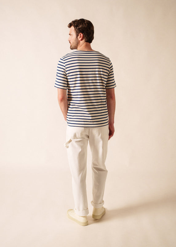 Saint James Levant Short Sleeve Striped Sailor Shirt ECRU/MARINE