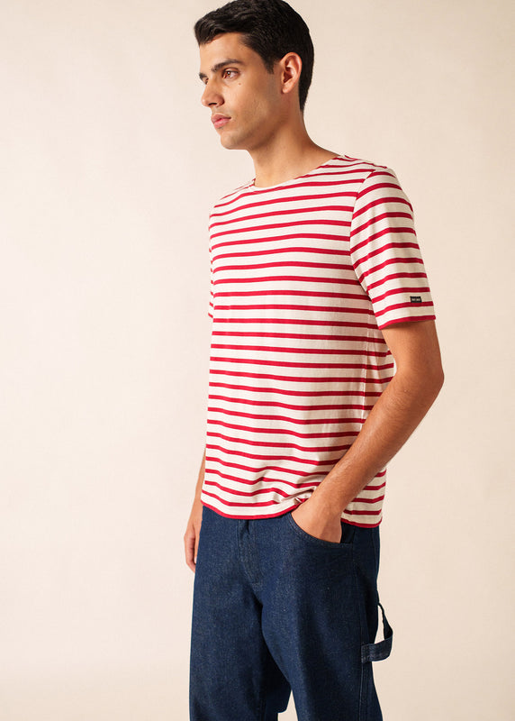 Saint James Levant Short Sleeve Striped Sailor Shirt ECRU/PERSAN